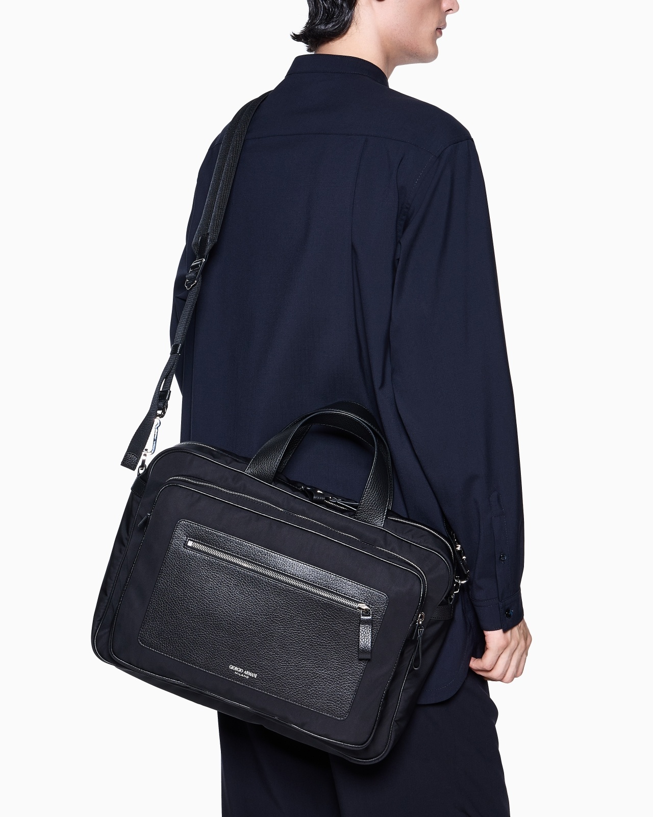 ASV PEBBLED-LEATHER AND NYLON BRIEFCASE - 7