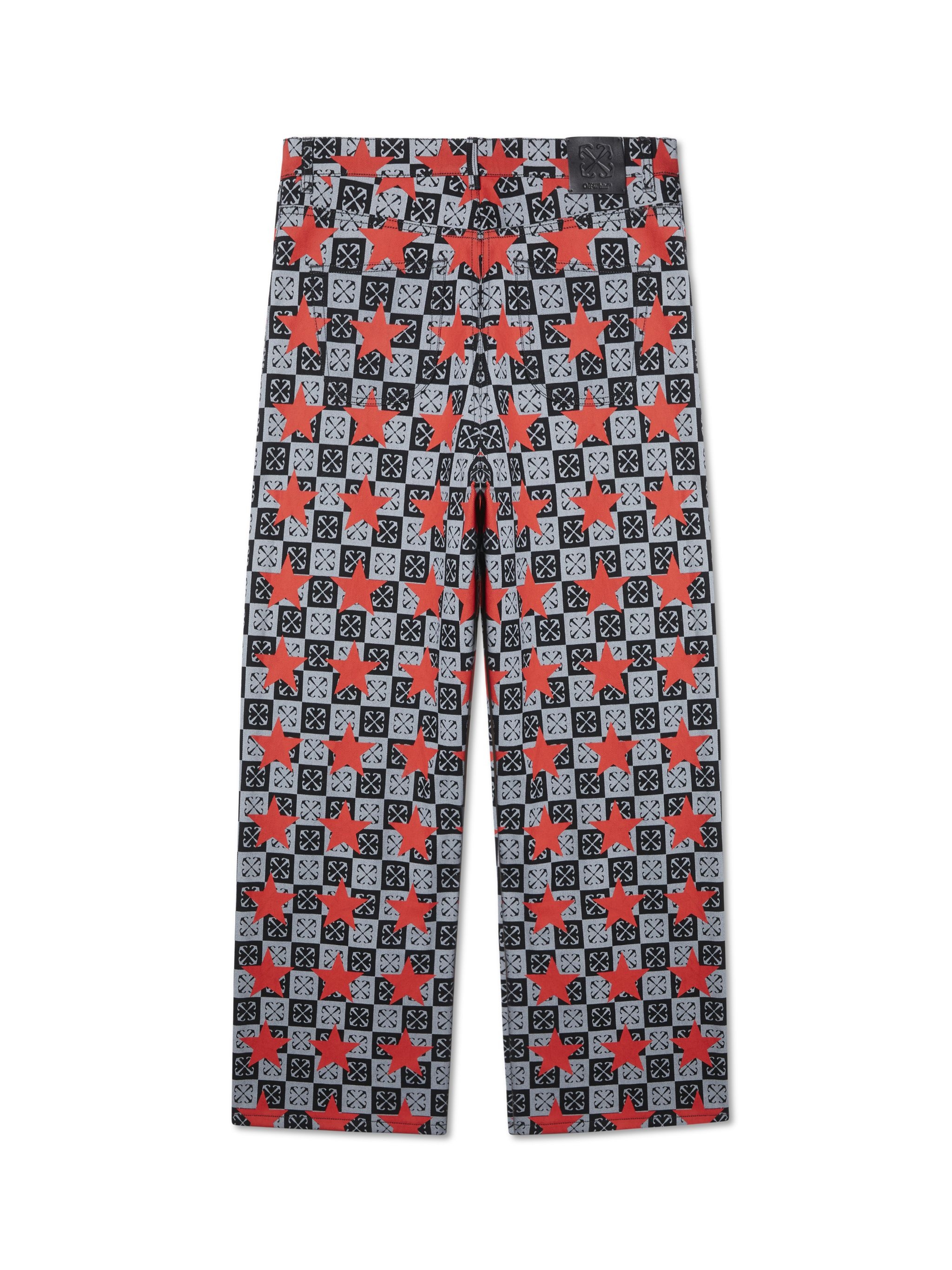 Red/black Stars All Over Straight Jeans - 2