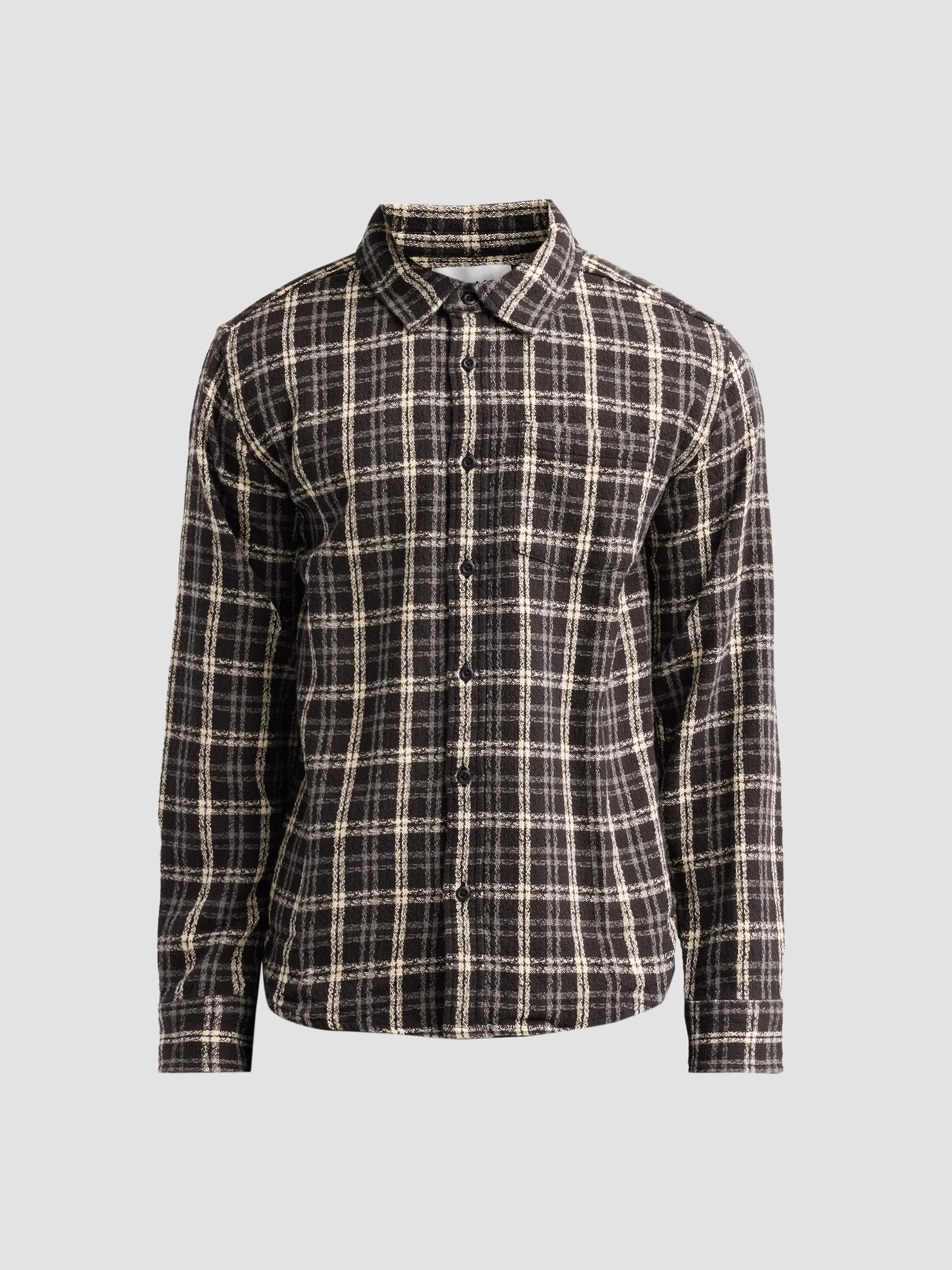Men's Spacerock Plaid Button-Front Shirt - Black - 1