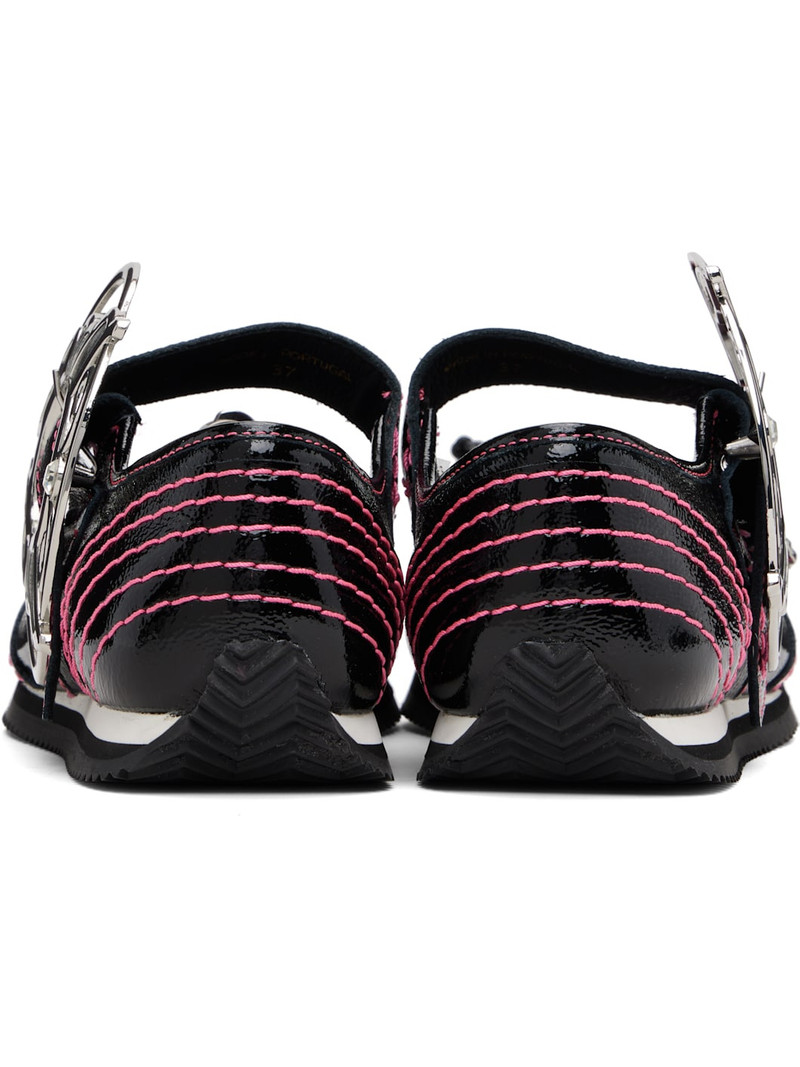 Black & Pink Butterfly Marta Mary Jane Ballerina Flats 2