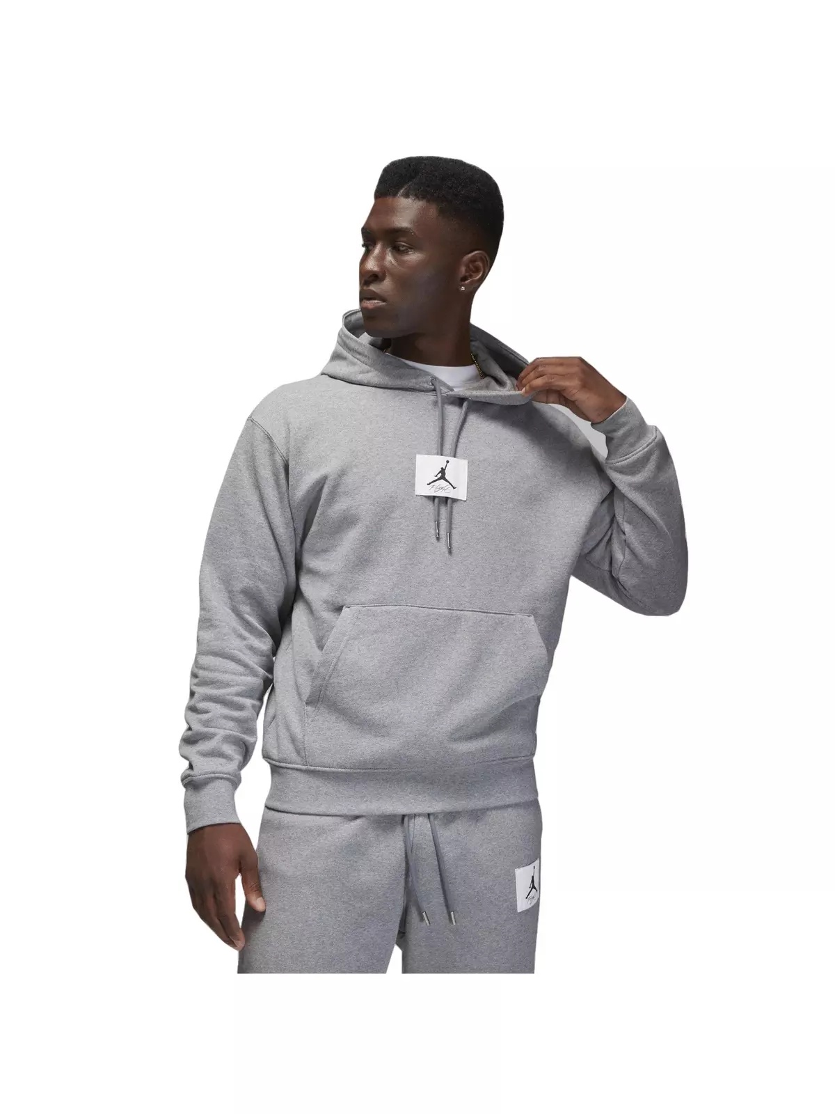 Men's Essentials Statement Fleece Hoodie-Grey - 1