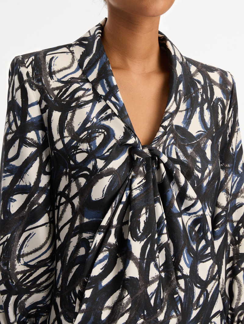 ABSTRACT SKETCH SILK TWILL BLOUSE 6