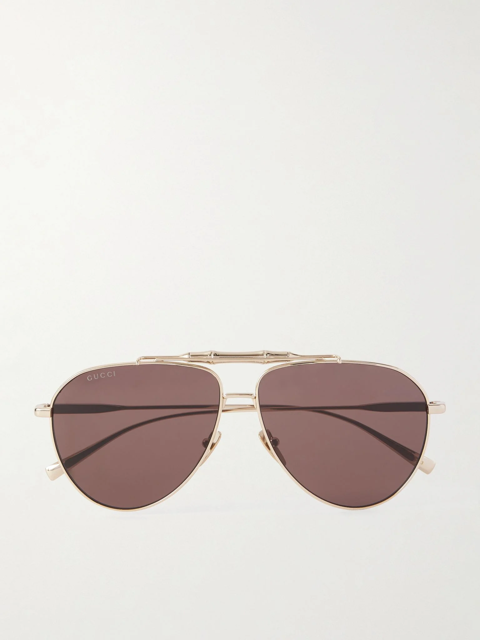 Bamboo aviator-style gold-tone sunglasses Gold - 1