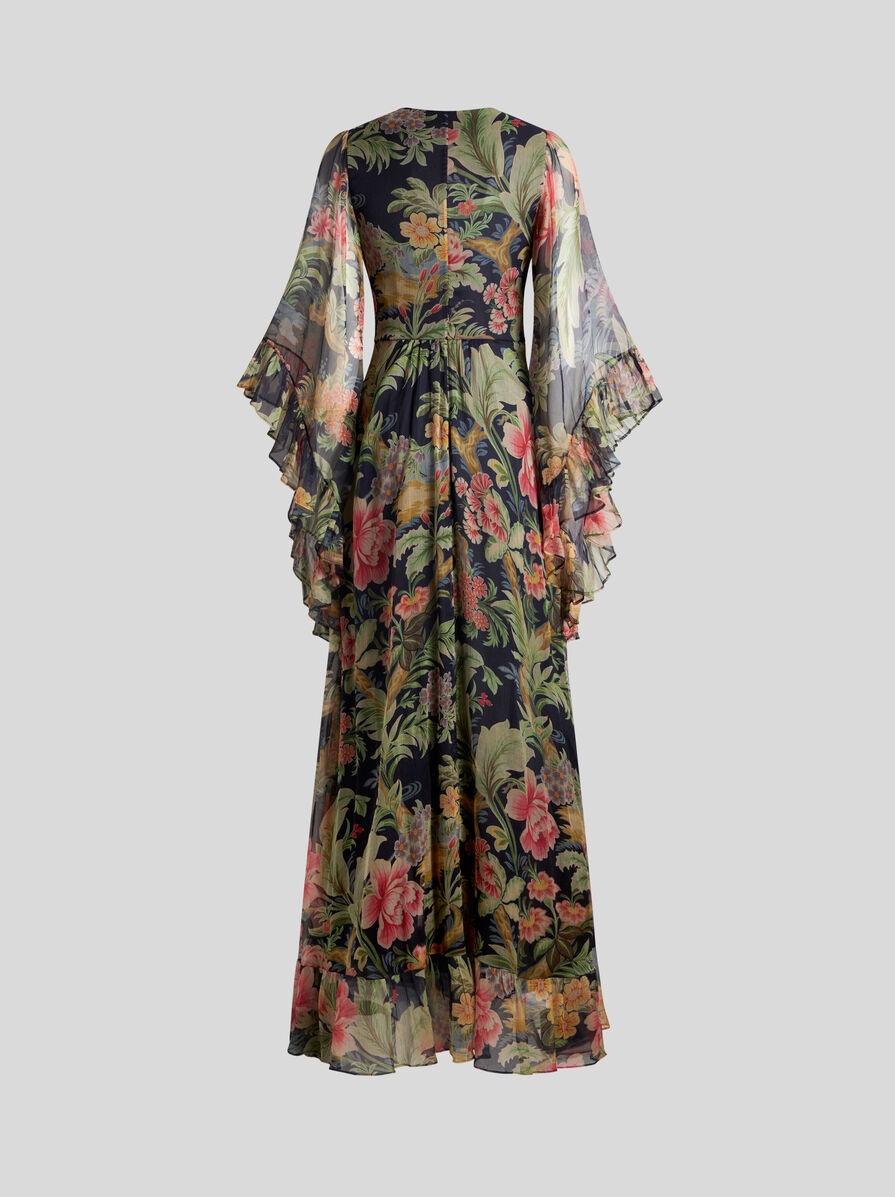 LONG PRINTED SILK DRESS - 4