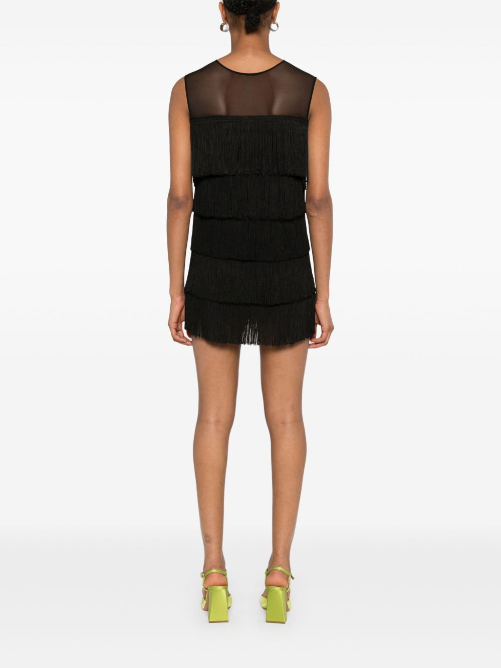 fringed sleeveless mini dress - 4