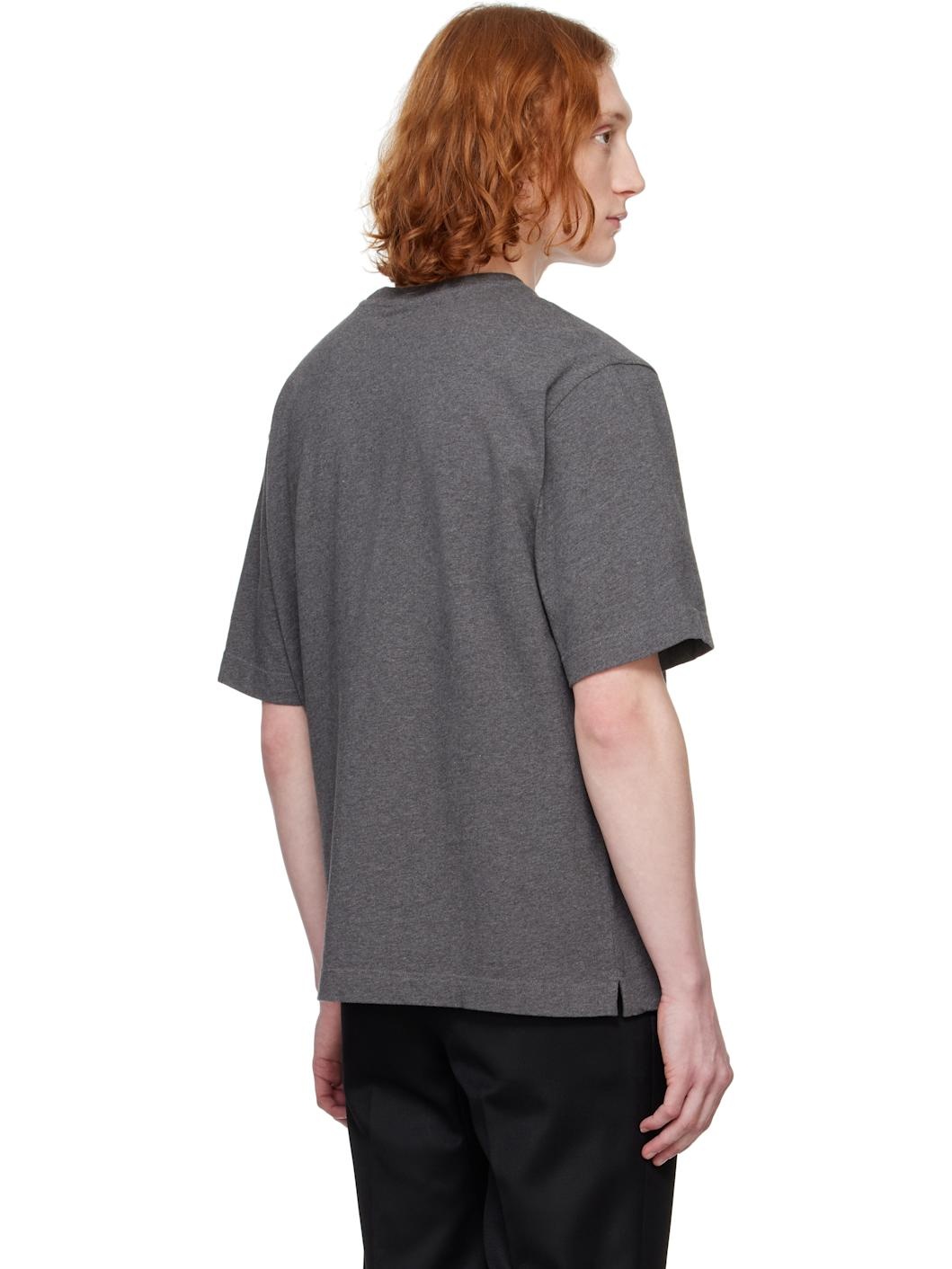 Gray Bold Fox Head Patch Oversize T-shirt - 3