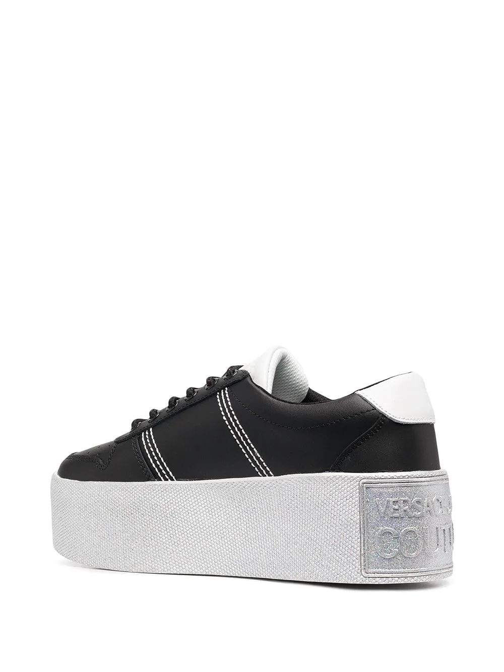 platform sole leather low-top sneakers - 3