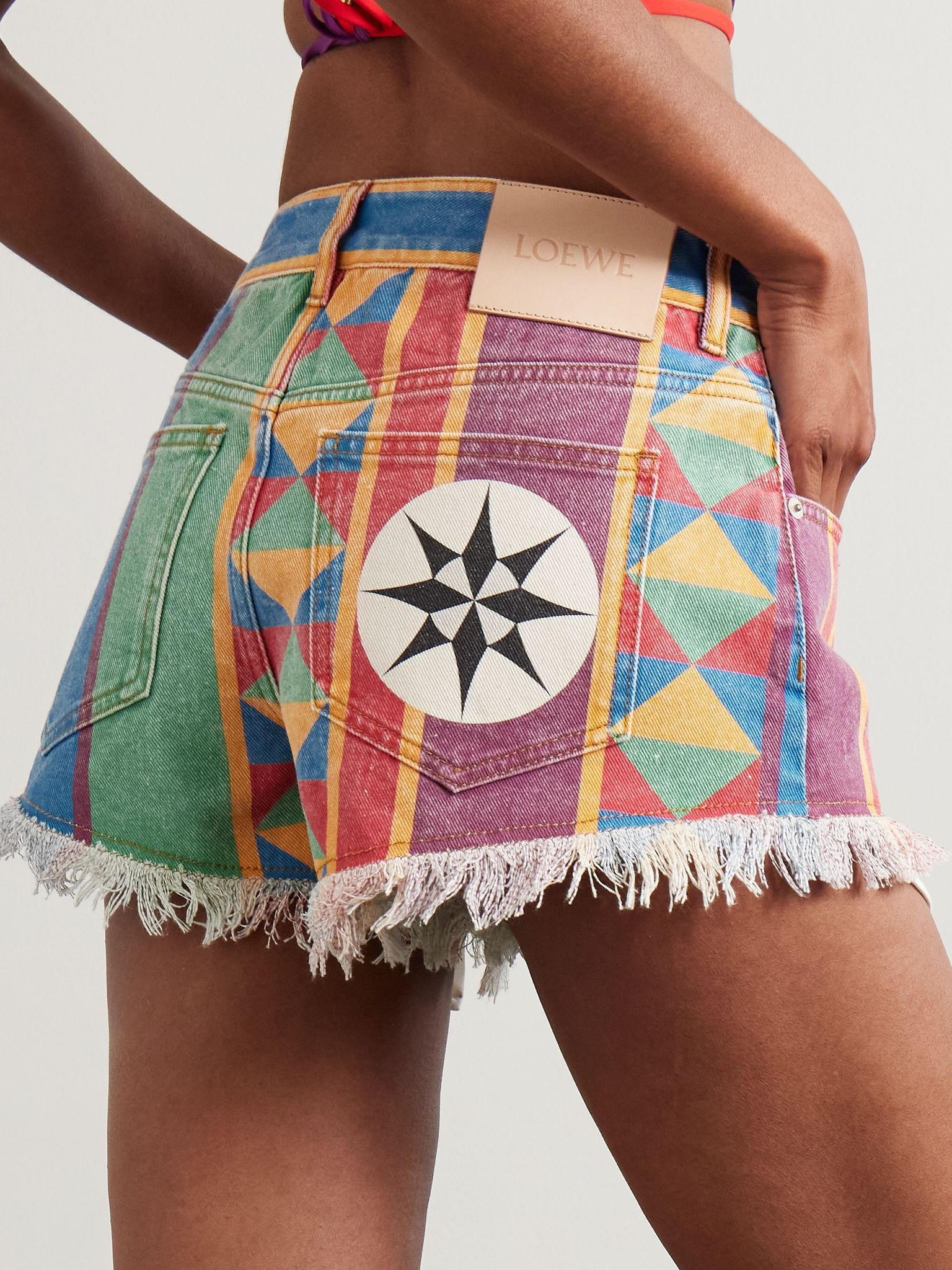 + Paula's Ibiza frayed printed denim shorts Green - 4