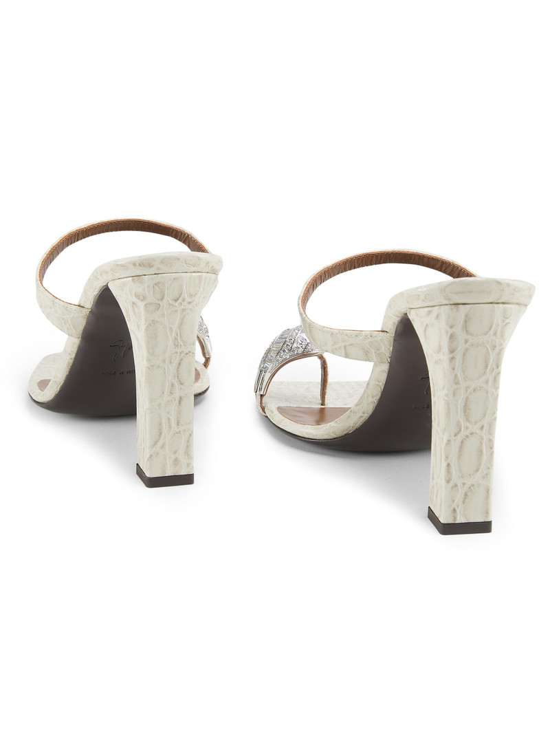 Women's Morpheus Kefir 90MM Swarovski-Crystal Croc-Embossed Leather Sandals - Ivory 3