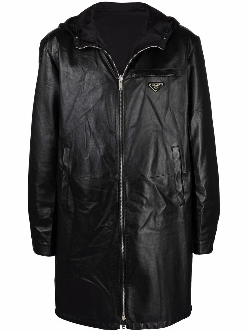 zip-fastening leather coat 1