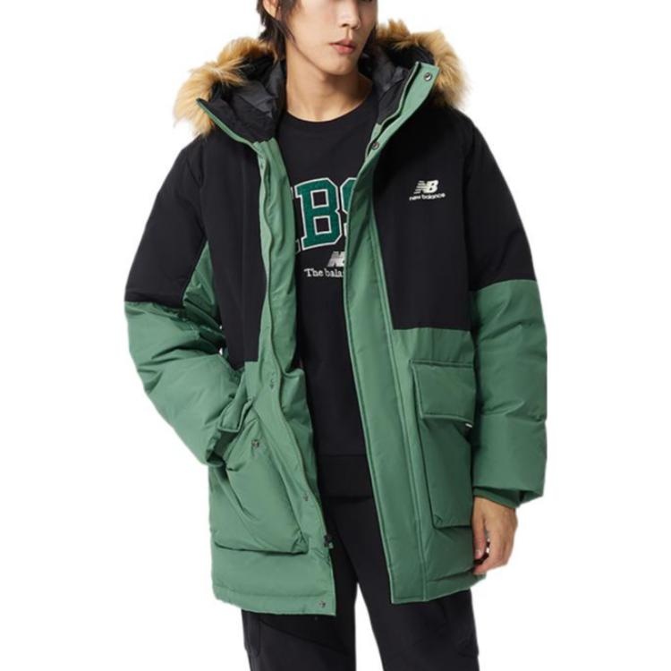New Balance Color Block Down Jacket 'Green Black' AMJ23355-JD - 4