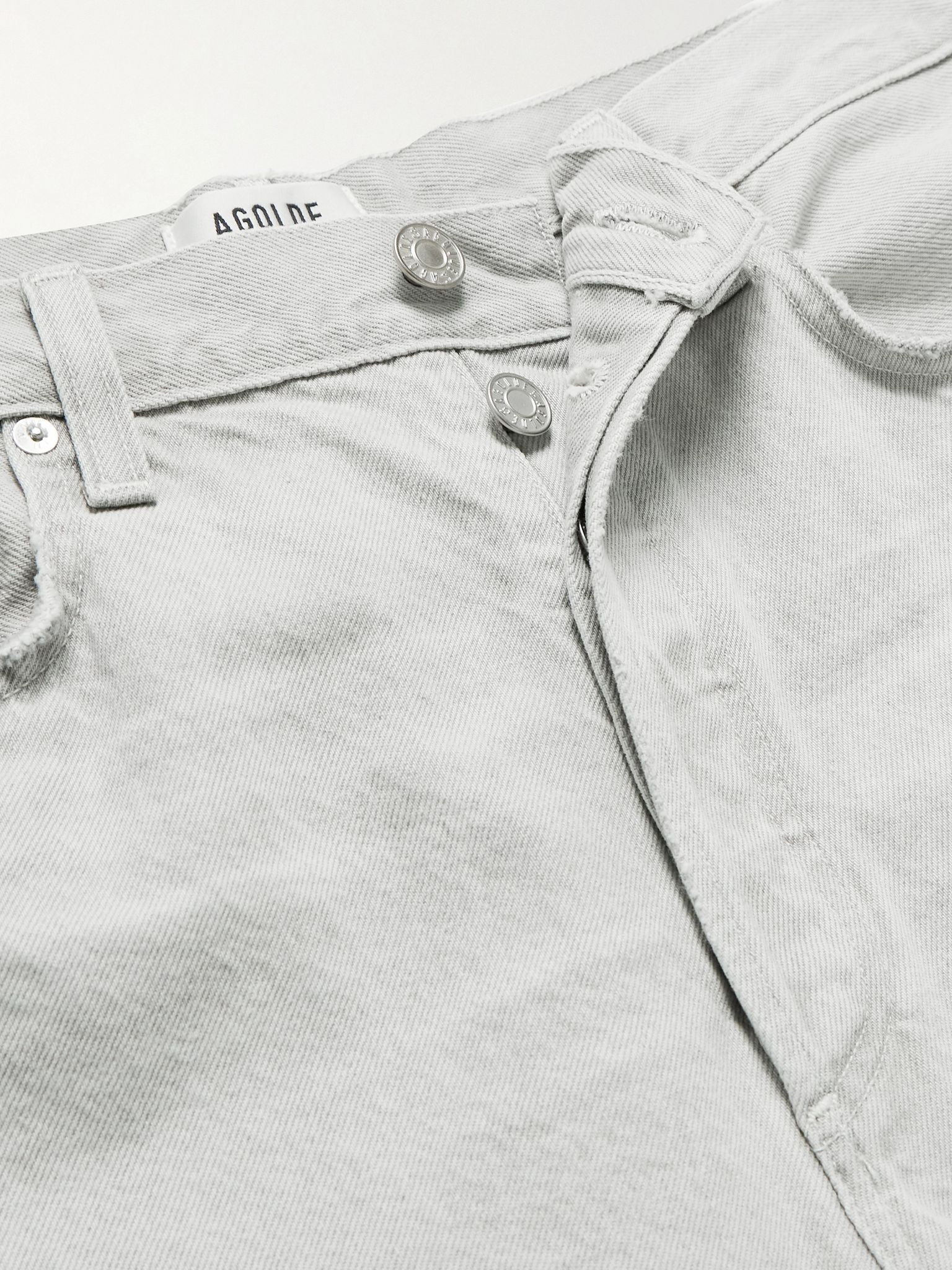 Anson Straight-Leg Frayed Organic Denim Shorts Gray - 6
