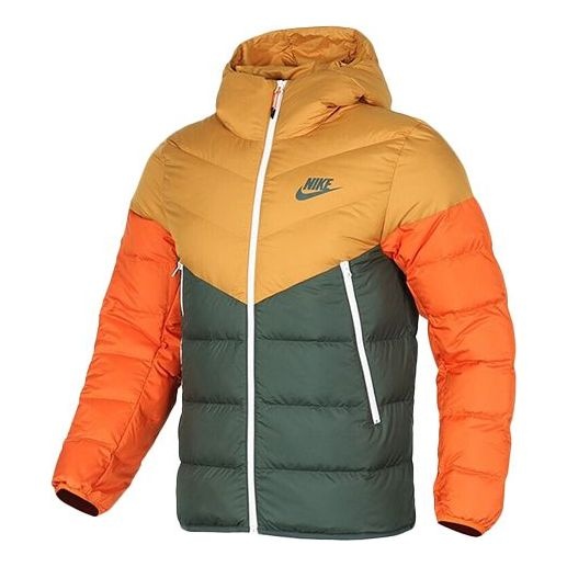 Nike Casual Sports Splicing Contrasting Colors hooded down Jacket 'Yellow Green' CU0226-727 - 1