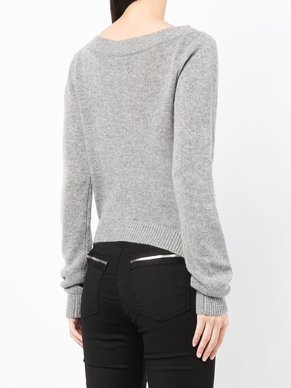 asymmetric button-down cashmere cardigan - 4