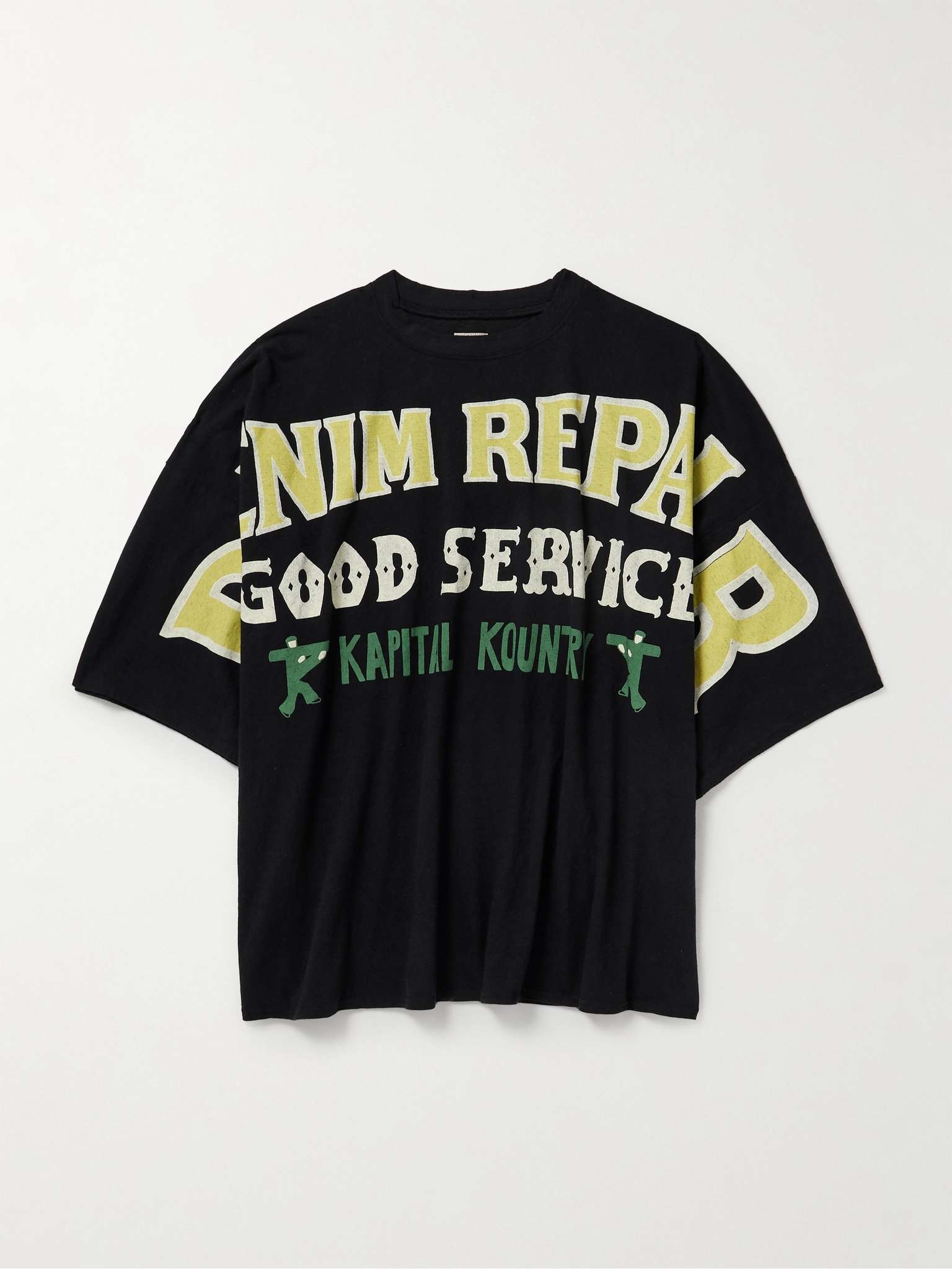 Denim Repair Oversized Printed Cotton-Jersey T-Shirt - 1