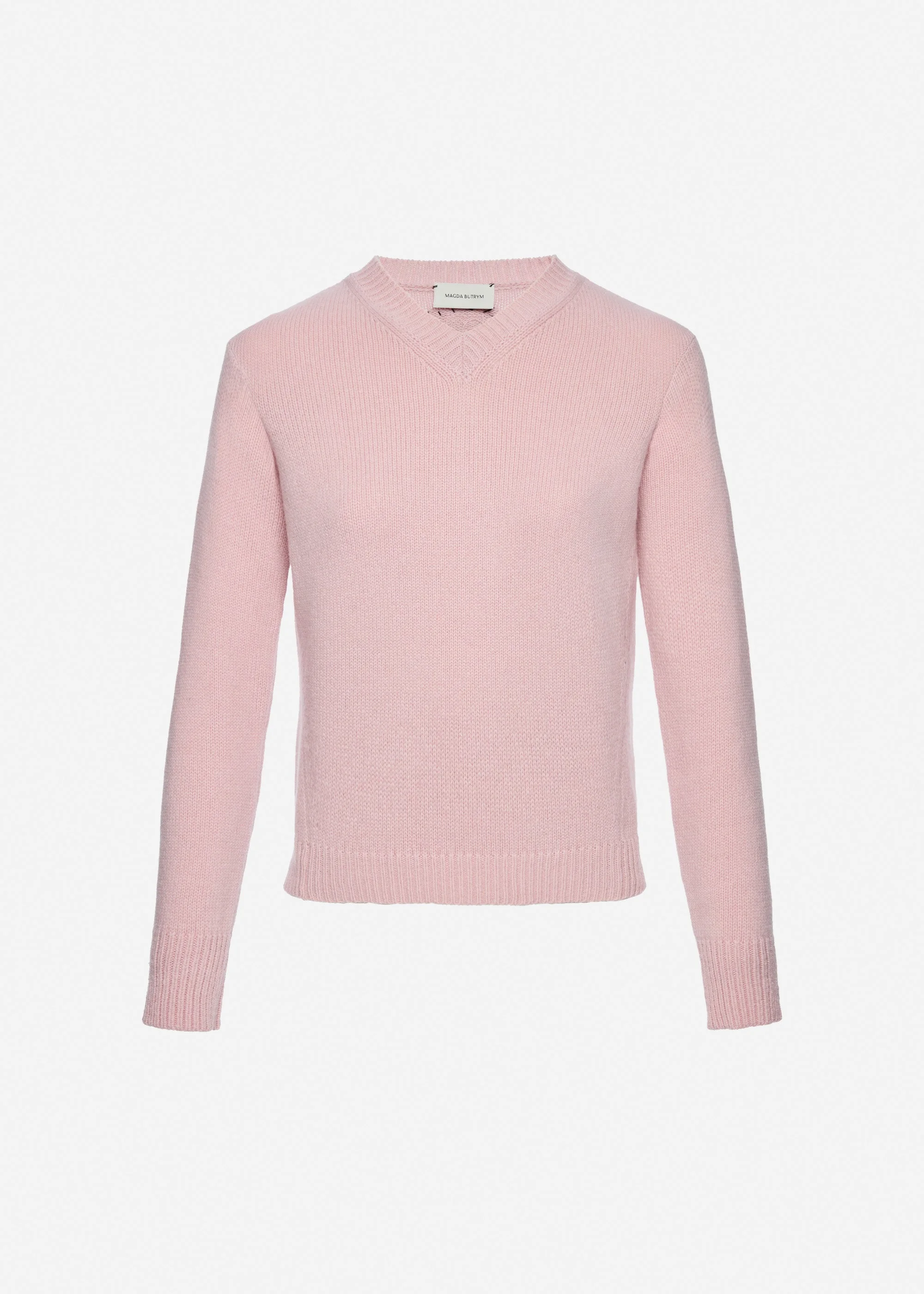 Cashmere V-neck sweater in light pink - 1