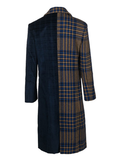 Ahluwalia asymmetric check-print wrap coat outlook