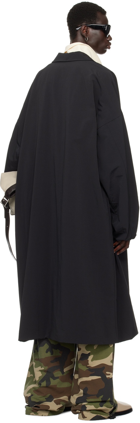 Black Recycled Nylon Trench Coat - 3