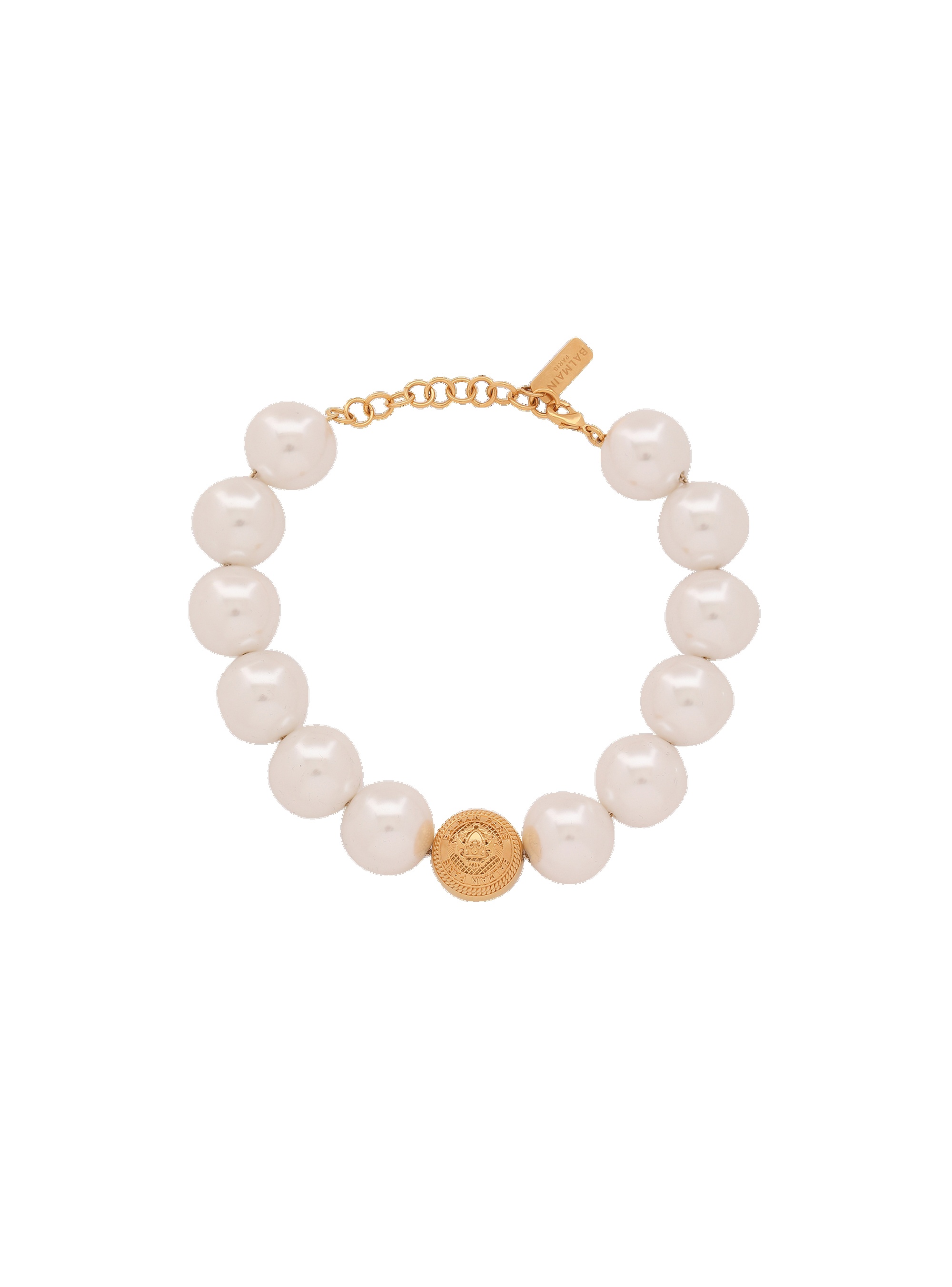 Gold-tone brass Coin choker necklace with pearls - 1