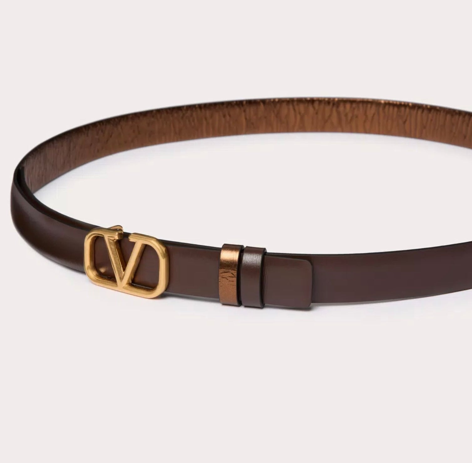 Valentino Reversible Vlogo Signature Belt In Metallic Calfskin With Craquele Effect And Shiny Calfsk - 3