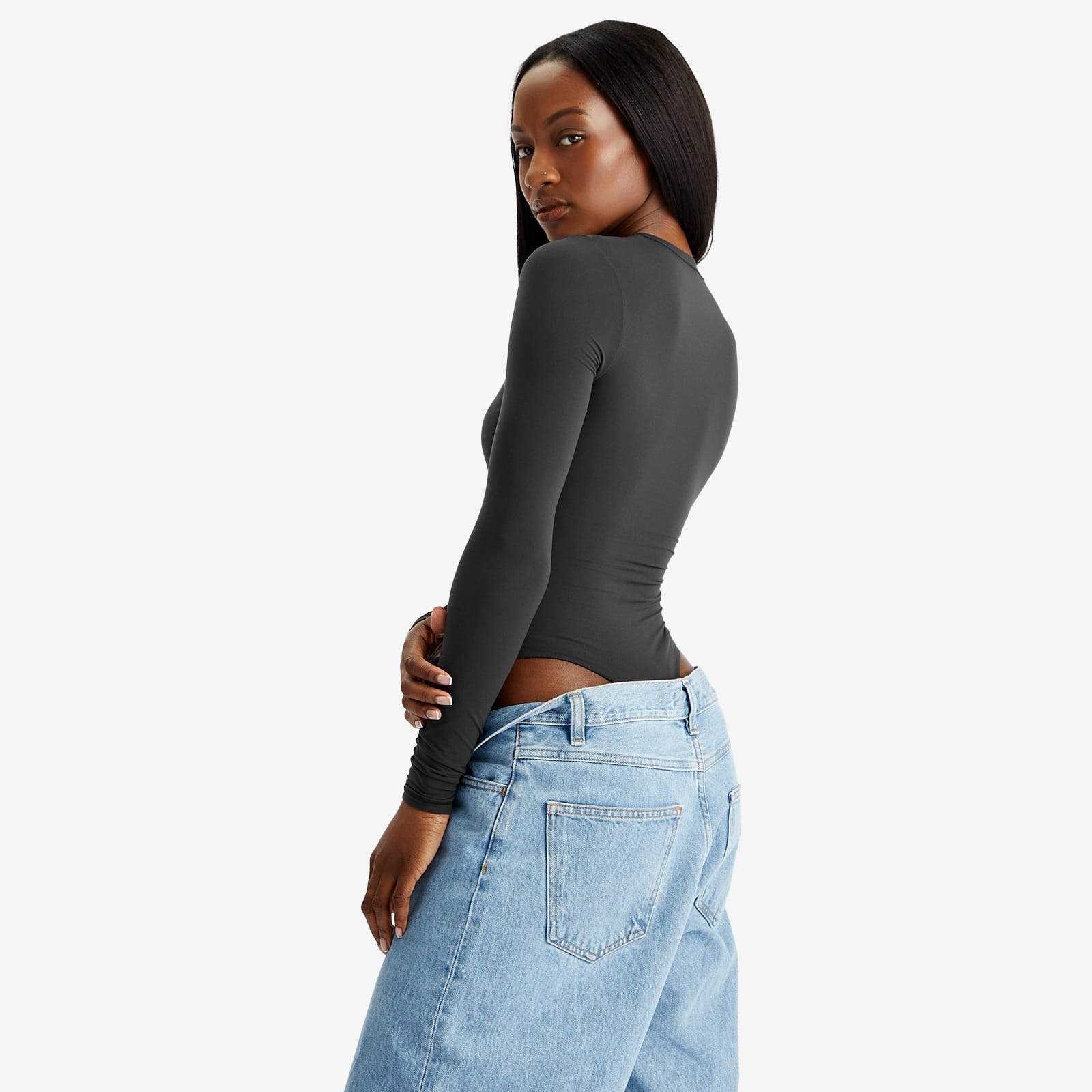 SKIMS Fits Everybody Long Sleeve Crewneck Bodysuit - 3