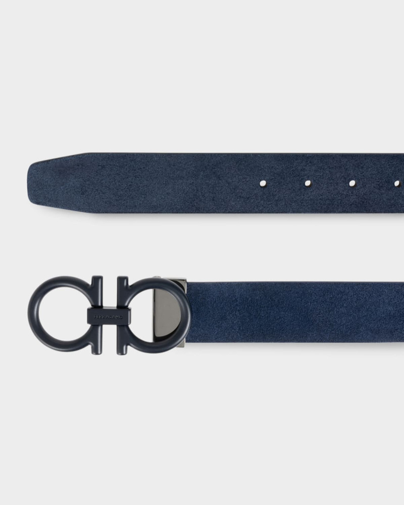FERRAGAMO Men & apos;s Suede Gancini-Buckle Belt outlook