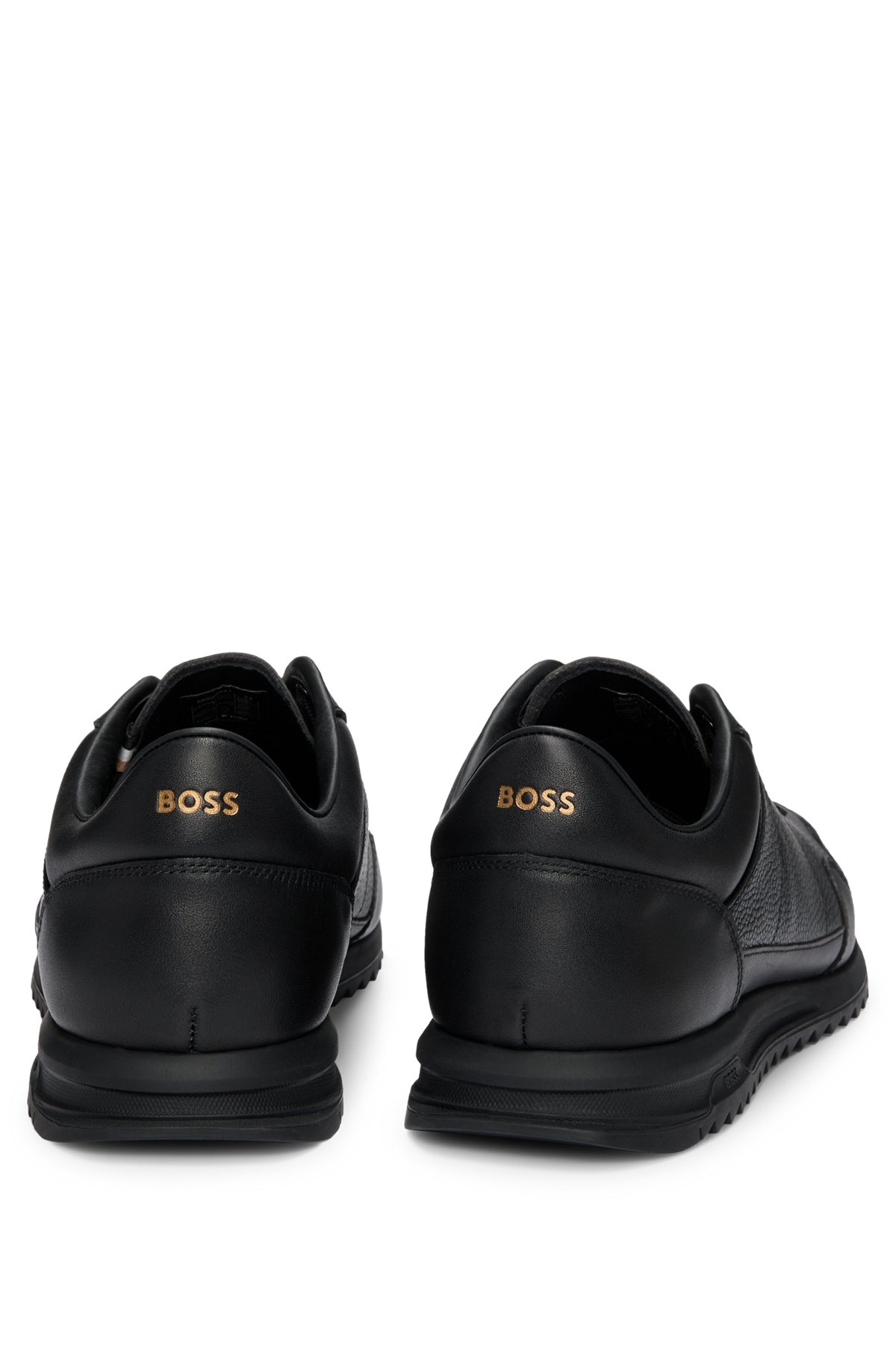 TUMBLED-LEATHER LACE-UP TRAINERS WITH PLAIN TRIMS - 5
