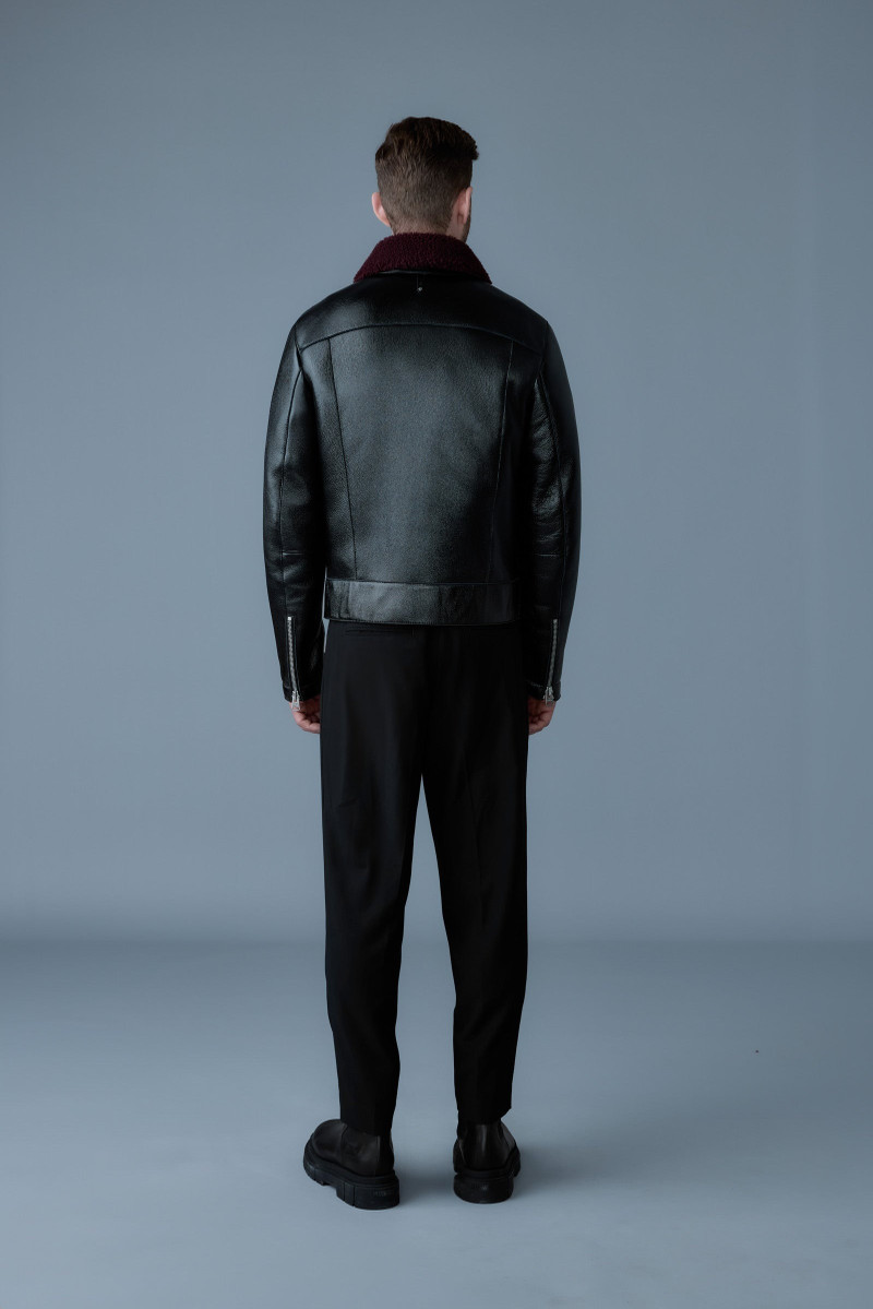 ENZO Leather jacket with shearling collar 4