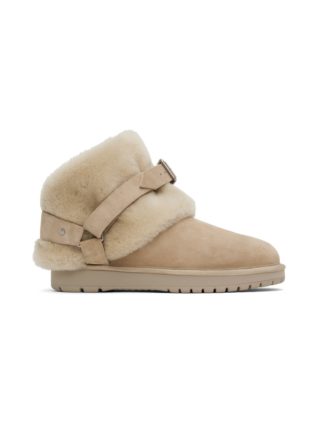 Beige Suede & Shearling Chubby Boots - 1