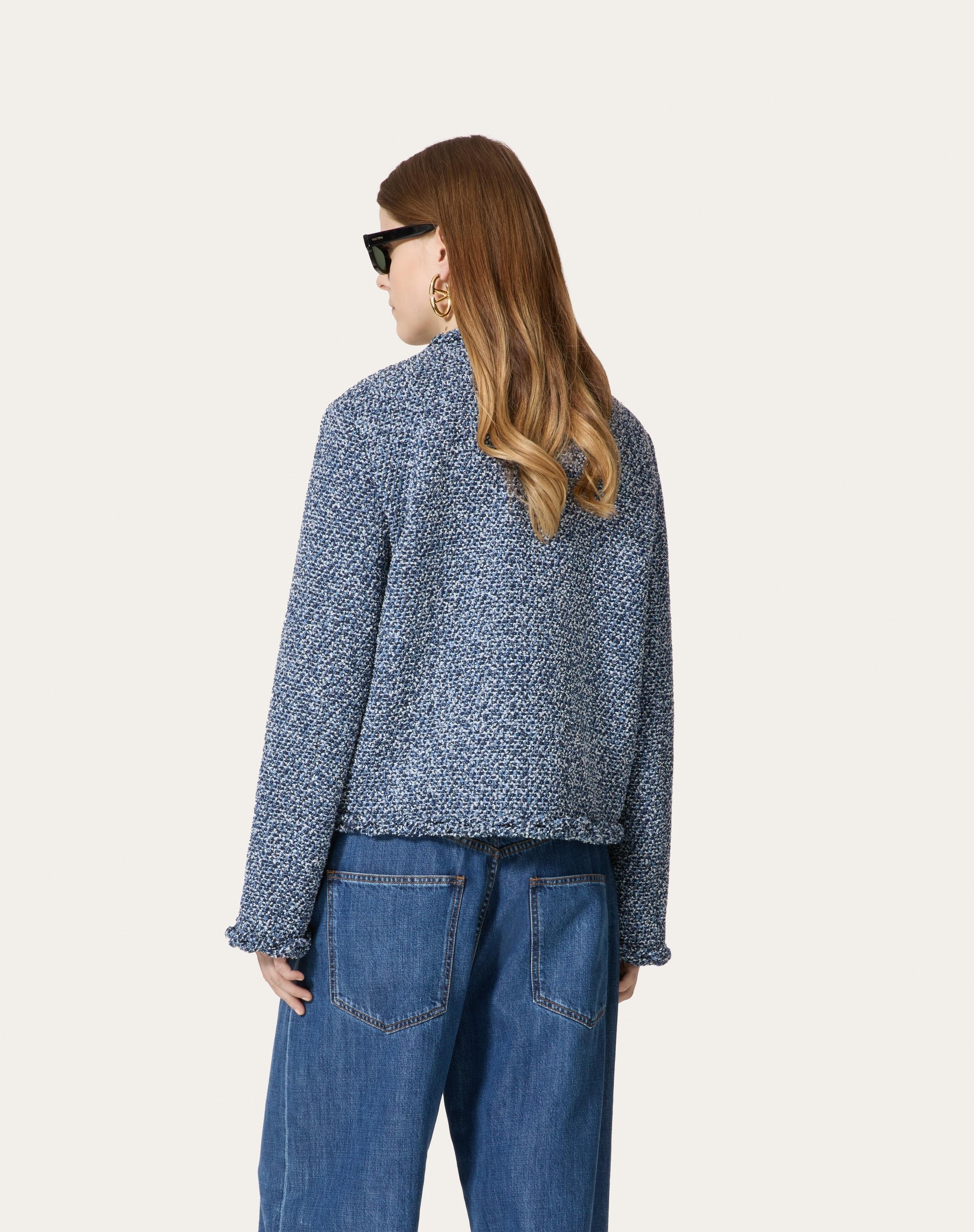 TEXTURED TWEED DENIM JACKET - 4