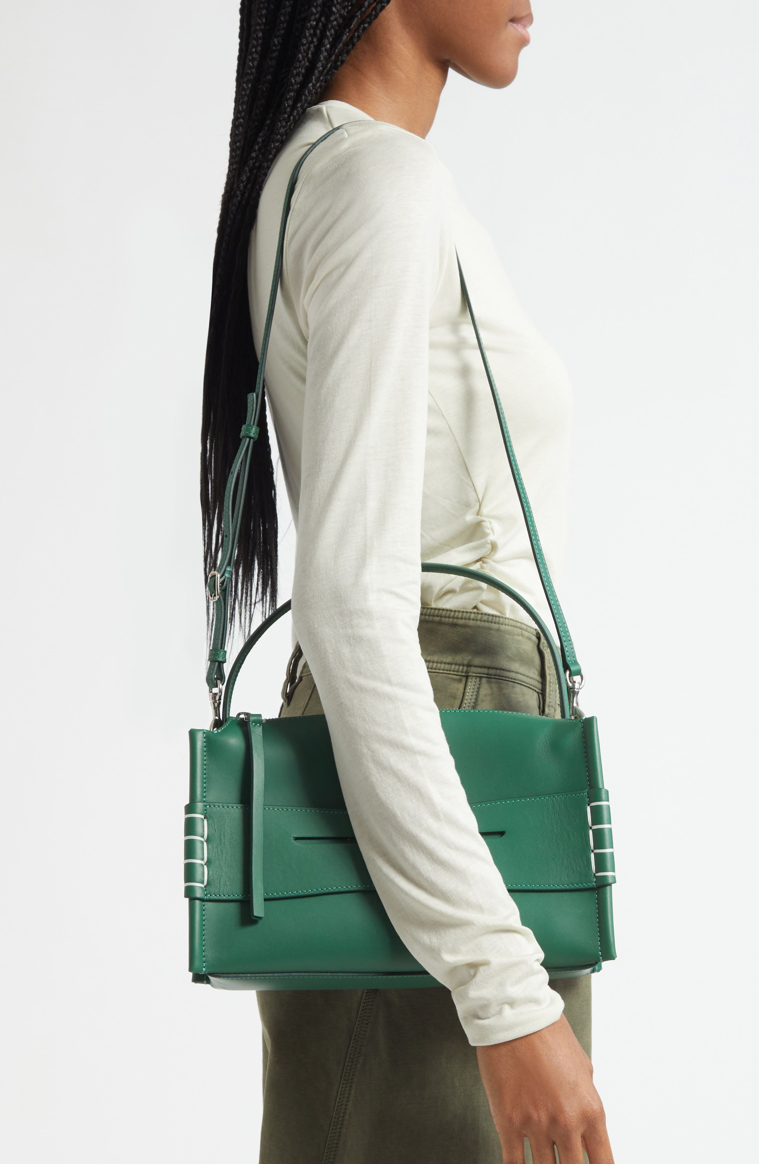 JW Anderson Loafer Leather Top Handle Bag in Pine 555 at Nordstrom - 2
