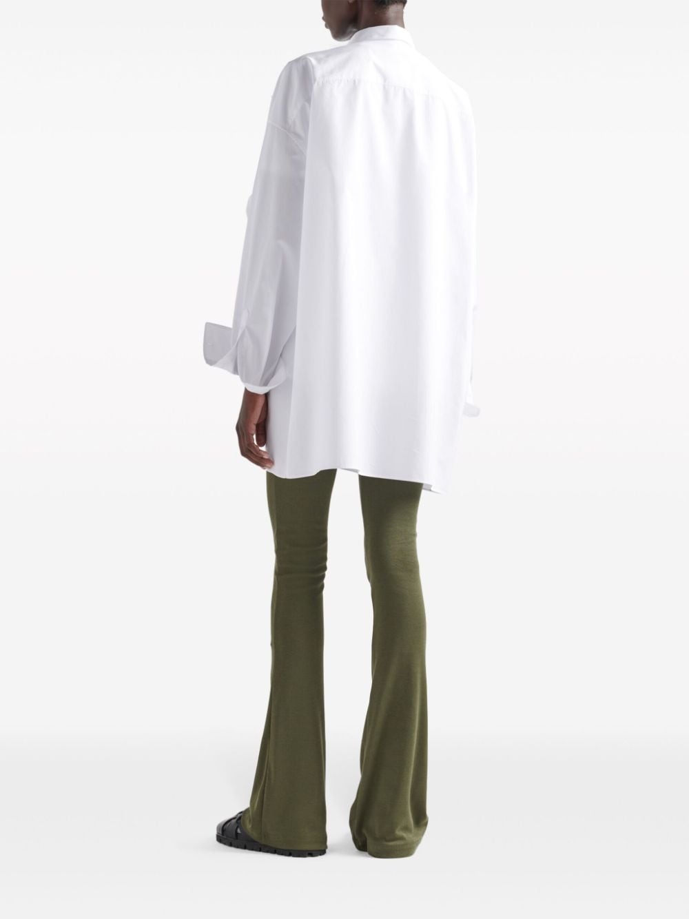 triangle-logo cotton flared trousers - 3