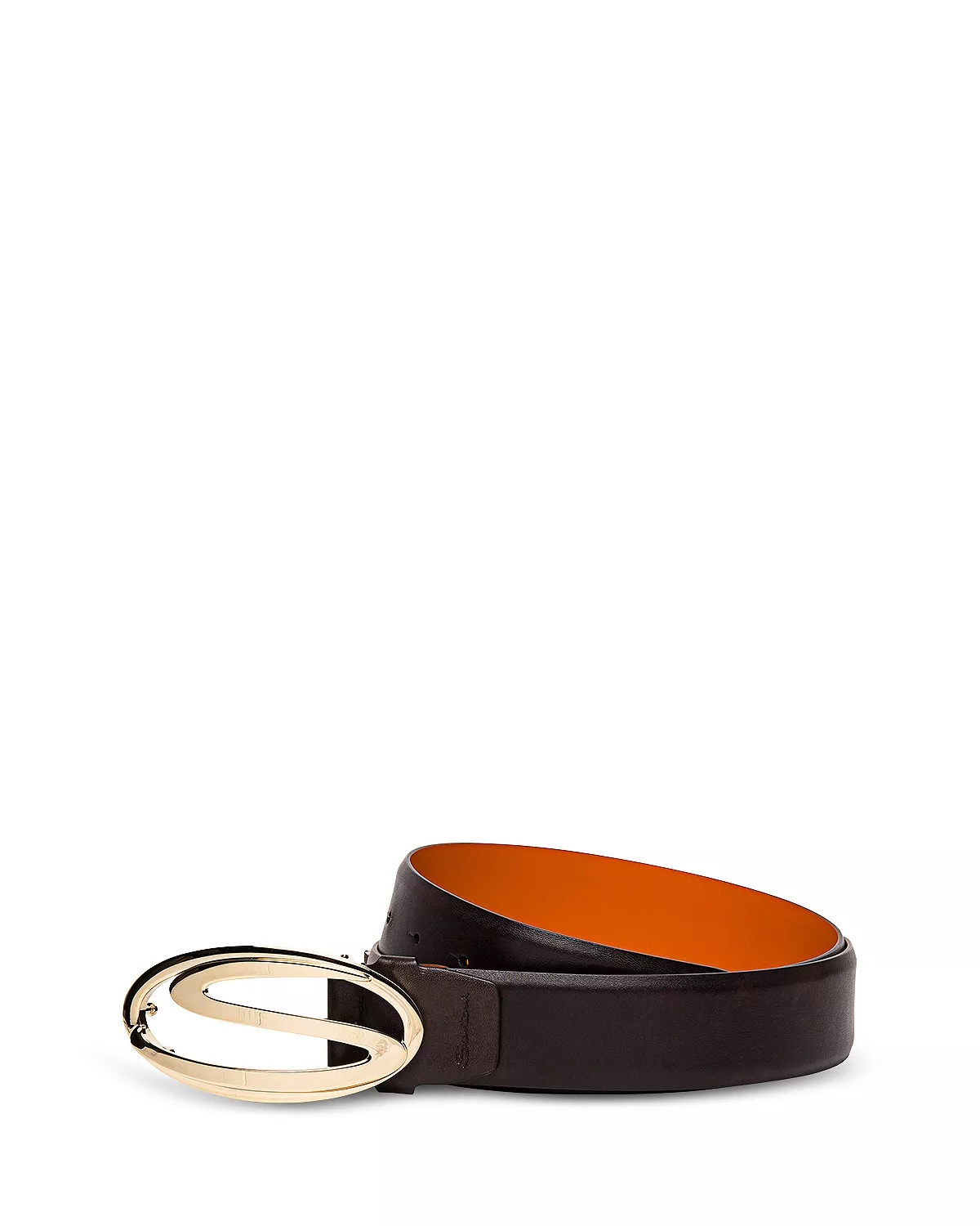 Men's Leather Logo Buckle Belt - 1