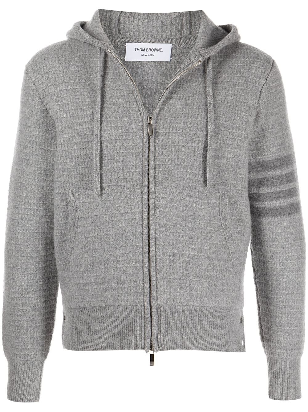 ZIP UP HOODIE W/ 4BAR IN OVERWASHED CASHMERE - 1