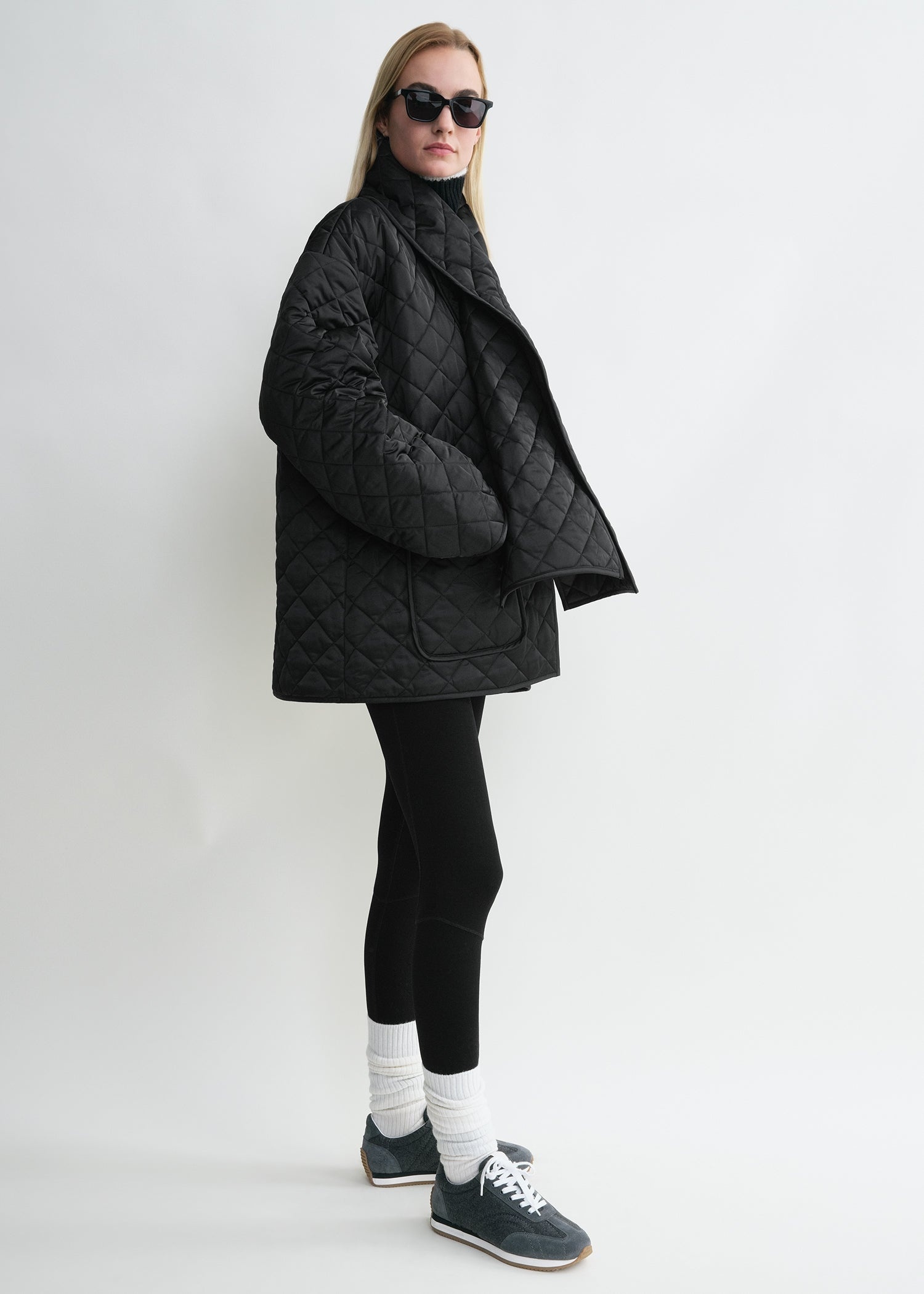 Quilted scarf jacket black - 4