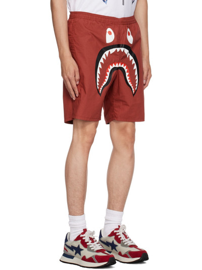 A BATHING APE® Red Camo Shark Reversible Shorts outlook