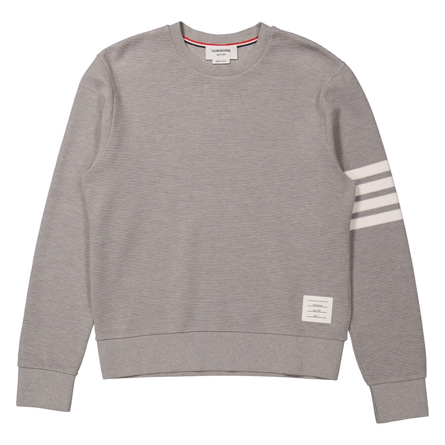 Thom Browne Men's Light Grey 4-Bar Stripe Sleeve Sweatshirt - 5