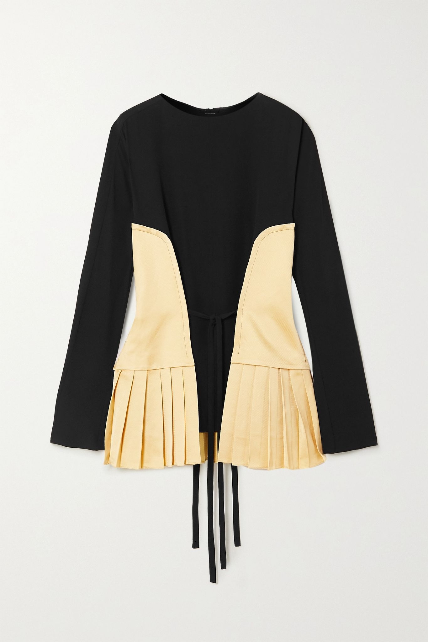 Pleated canvas and crepe blouse - 1