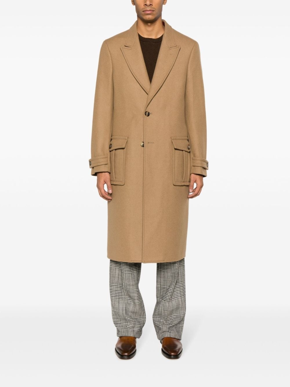 single-breasted wool-blend coat - 2