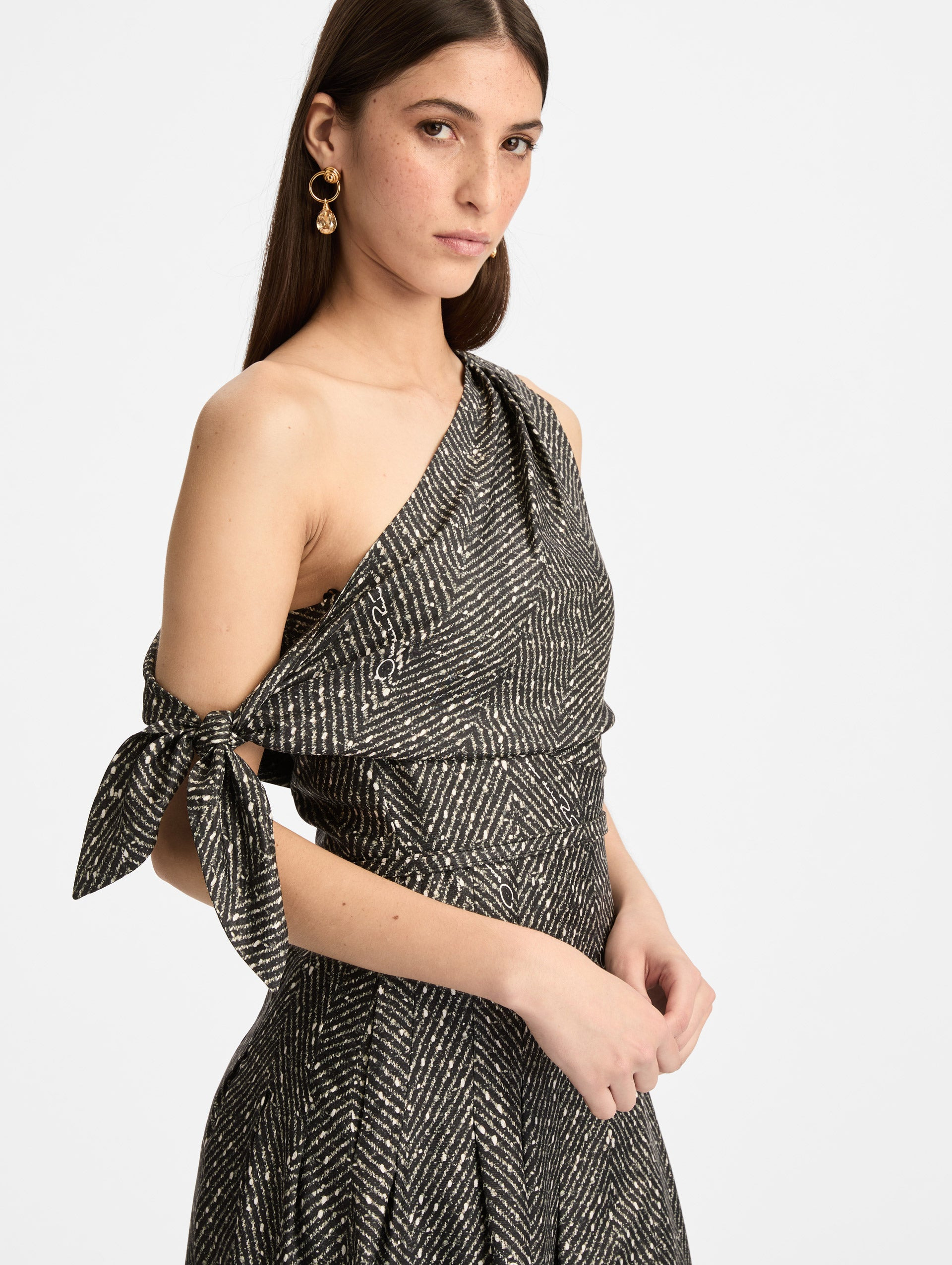 CHEVRON SILK TWILL DRESS - 5