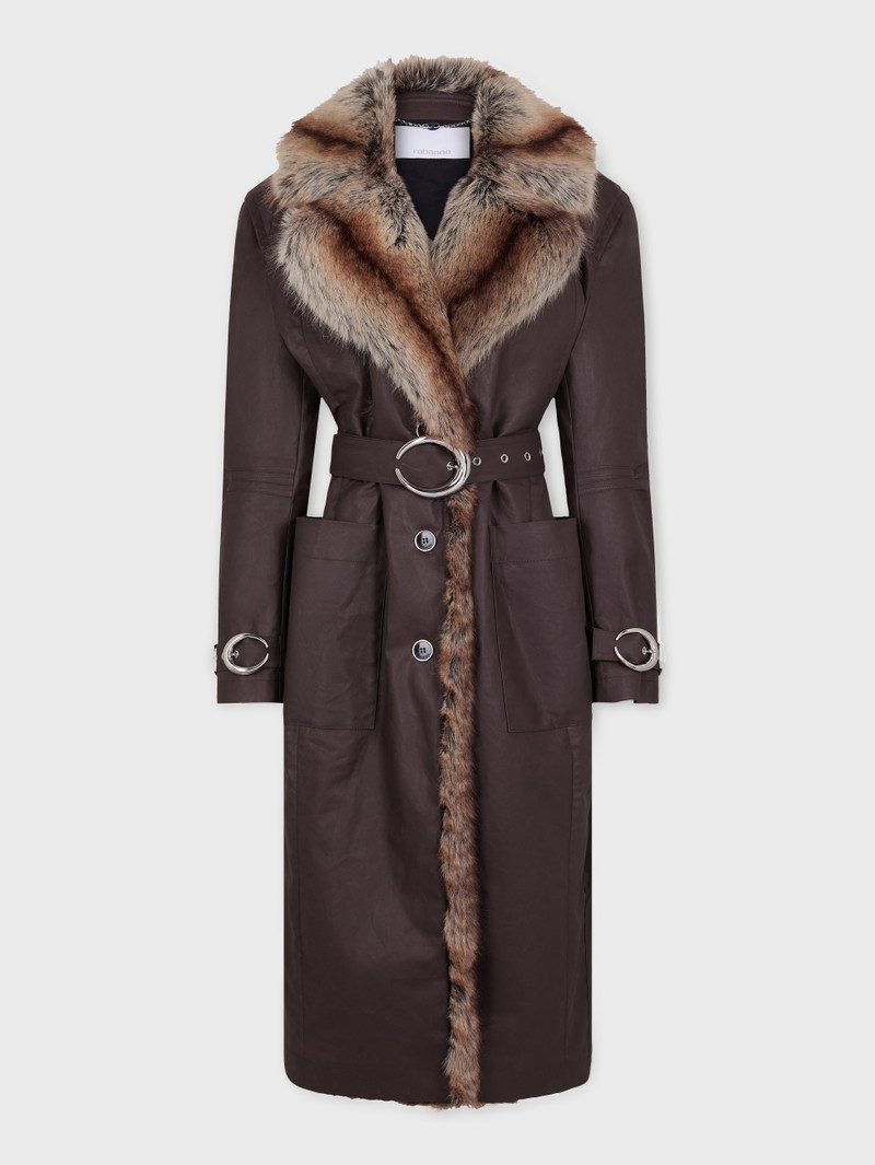 TRENCH COAT WITH FAKE FUR TRIMS 1