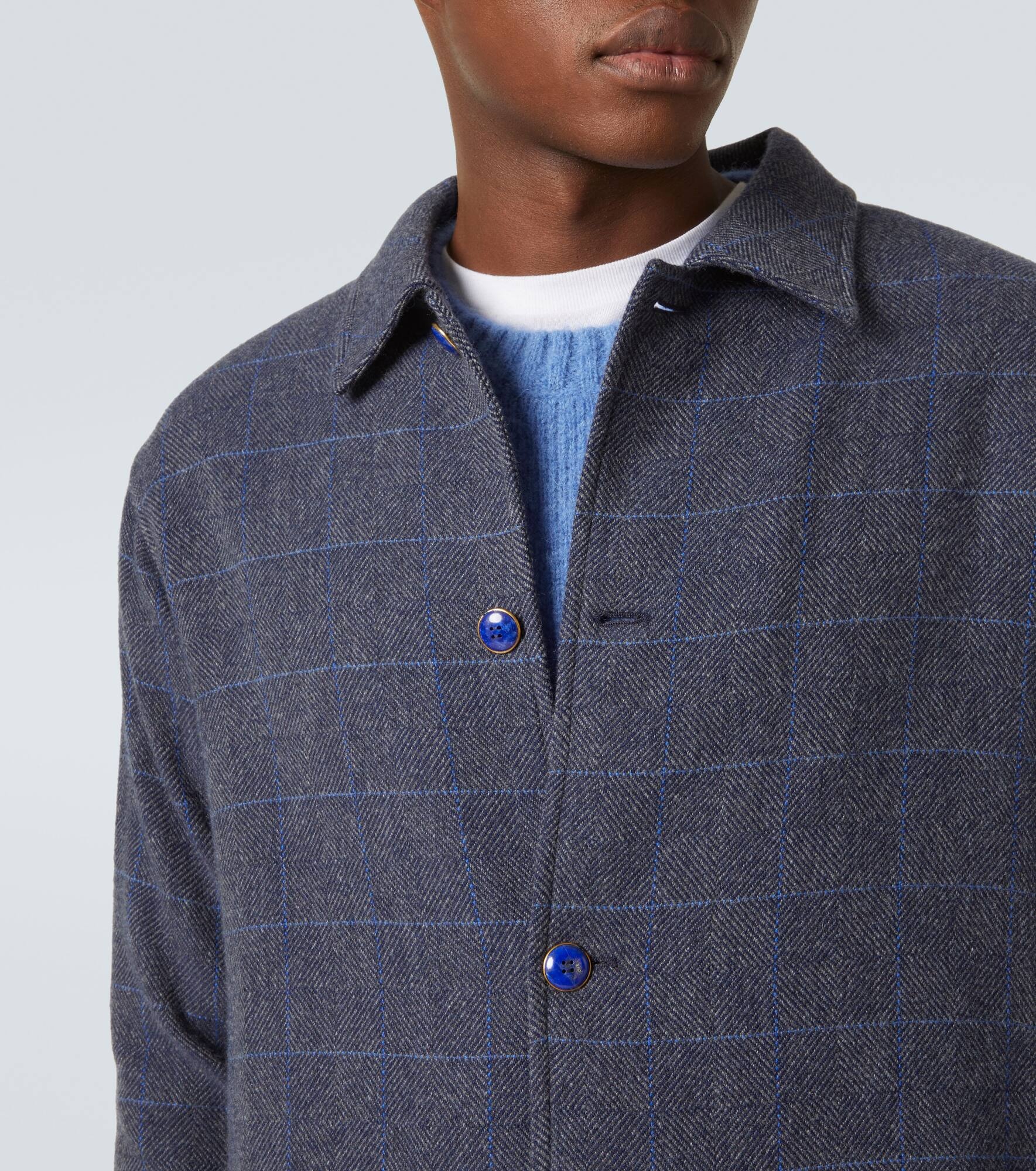 Checked cashmere overshirt - 5