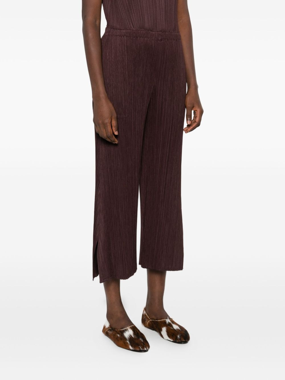 plissé split-hem trousers - 3