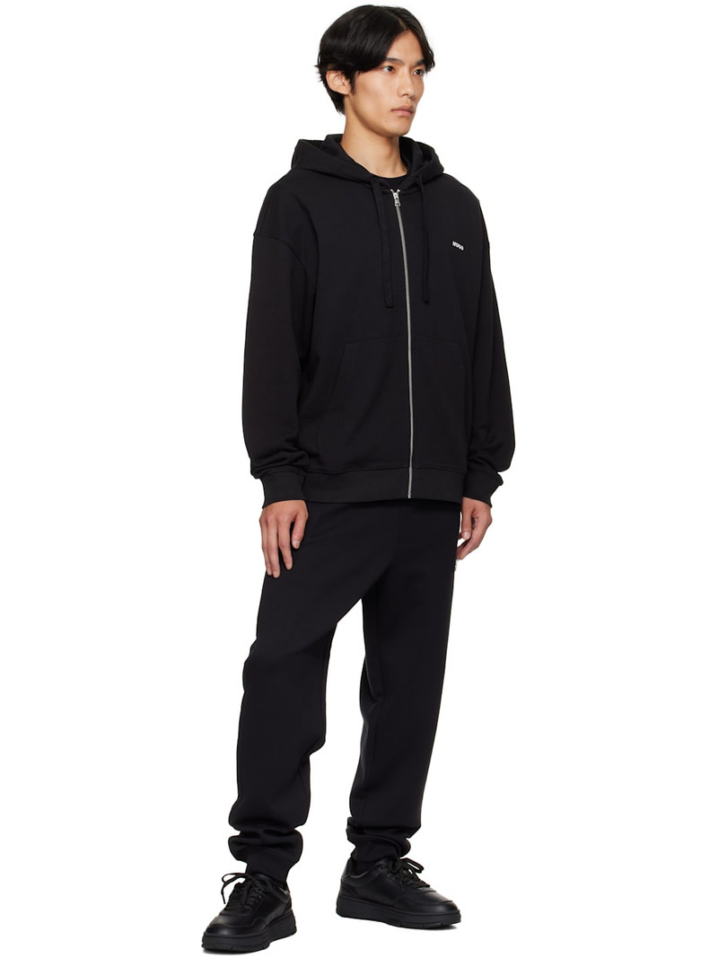 HUGO Black Relaxed-Fit Cotton Terry Zip-Up Hoodie outlook