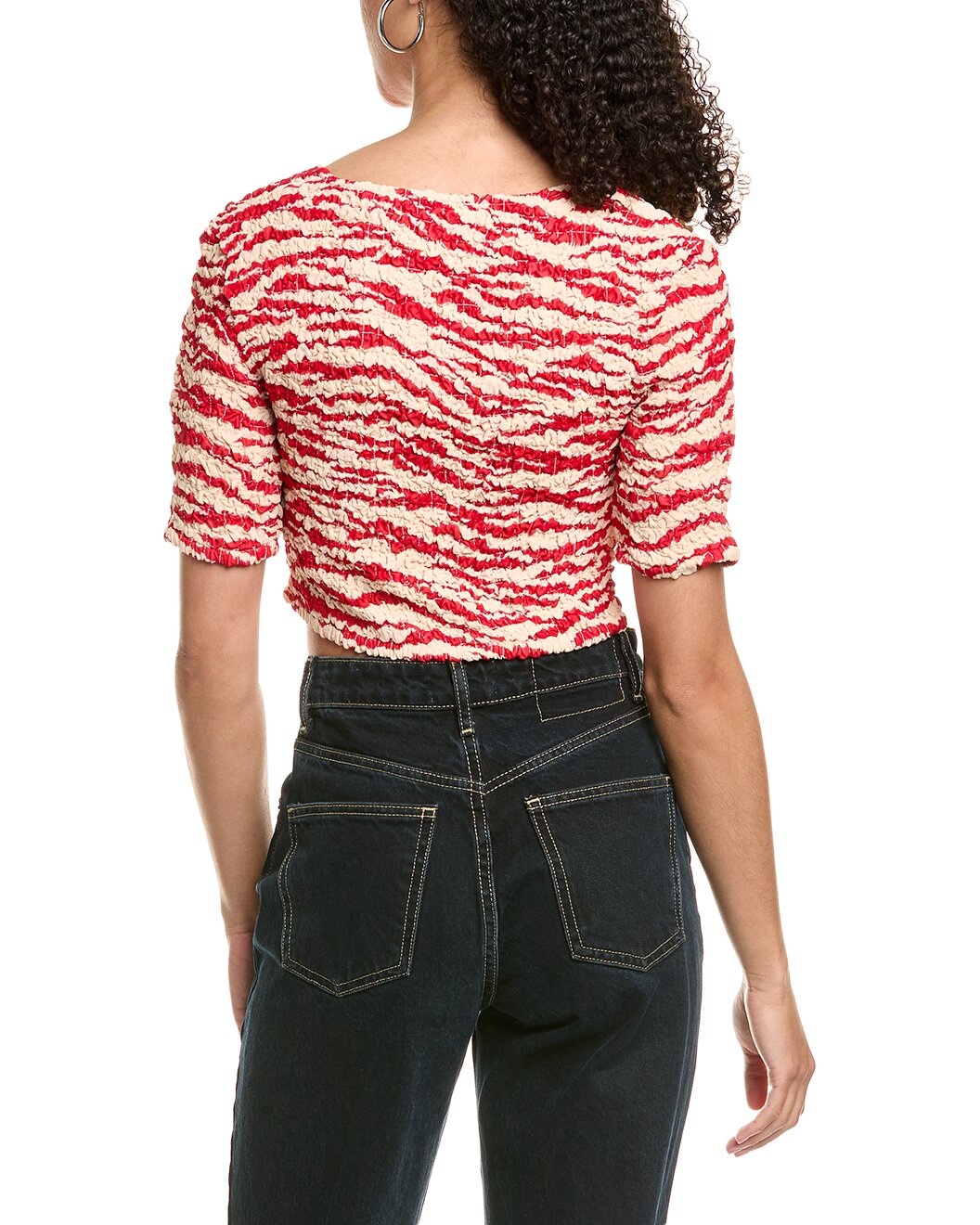 GANNI Printed Light Georgette Cropped Blouse - 2