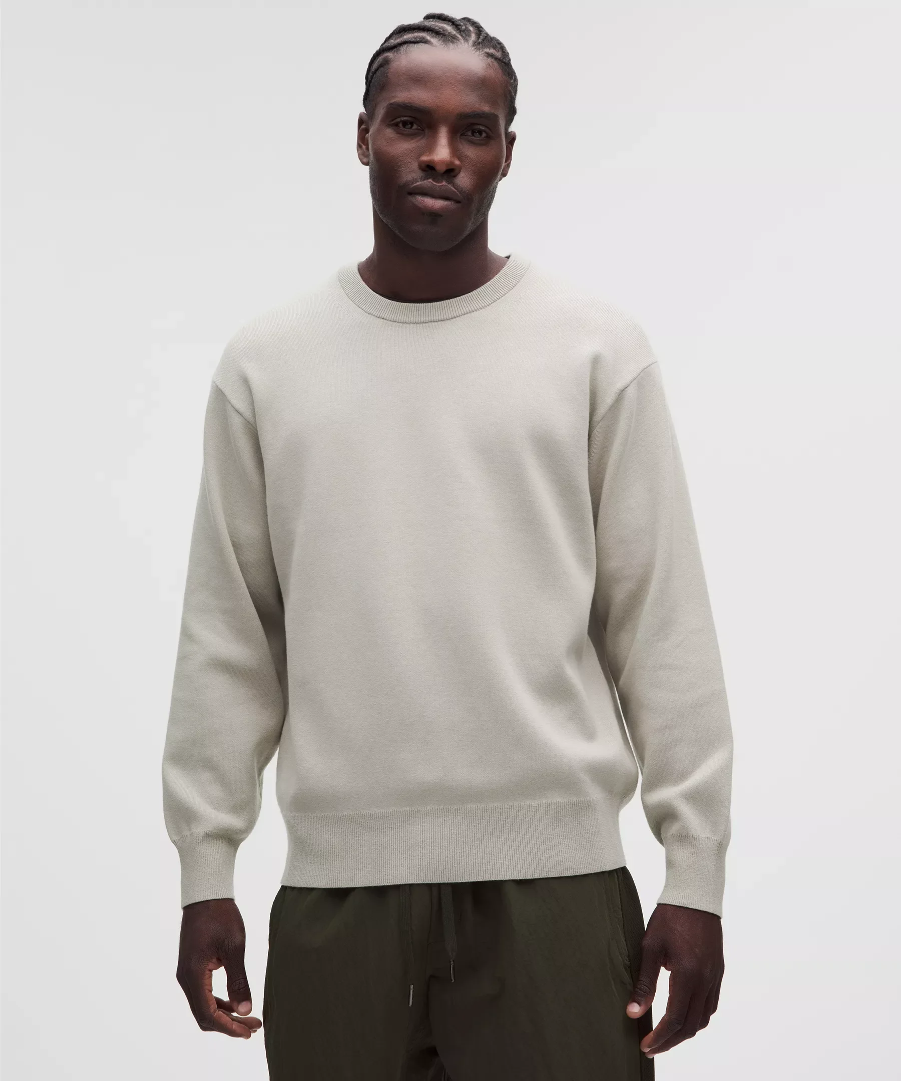Cotton-Blend Knit Long-Sleeve Crewneck Sweater - 1