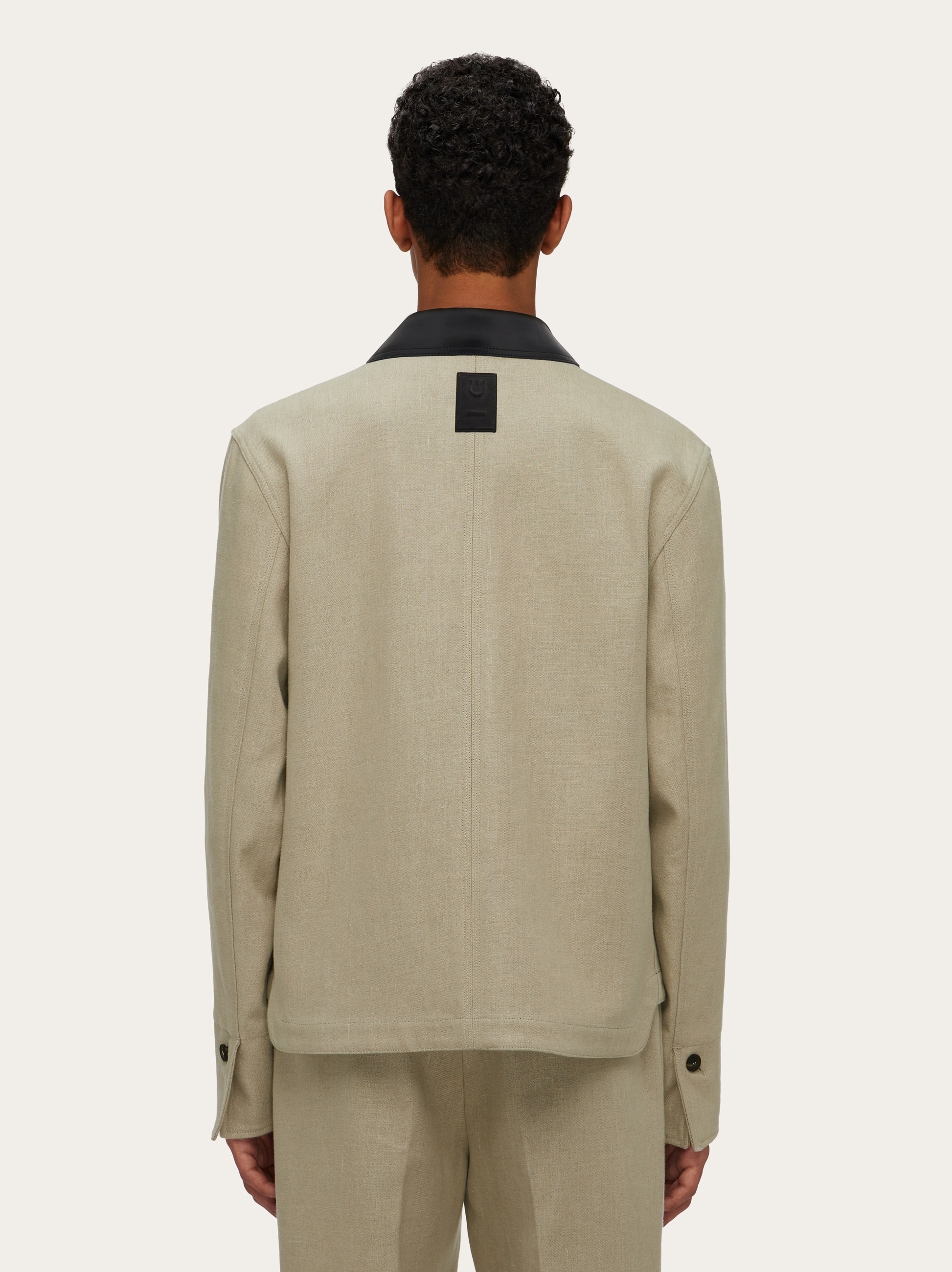 Pea coat with eco-leather collar - 3