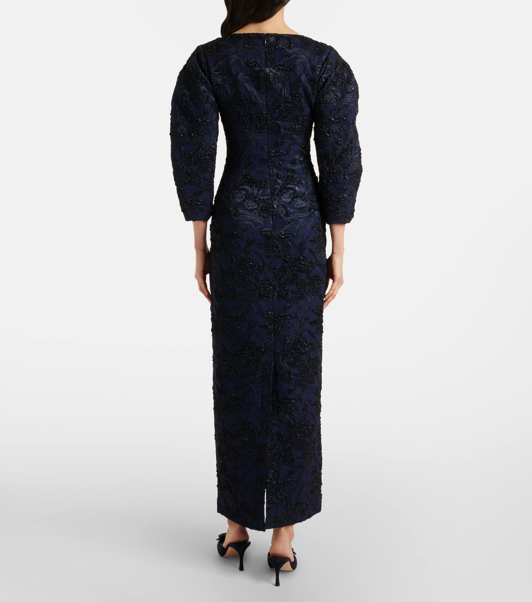 Floral metallic-effect jacquard gown - 3