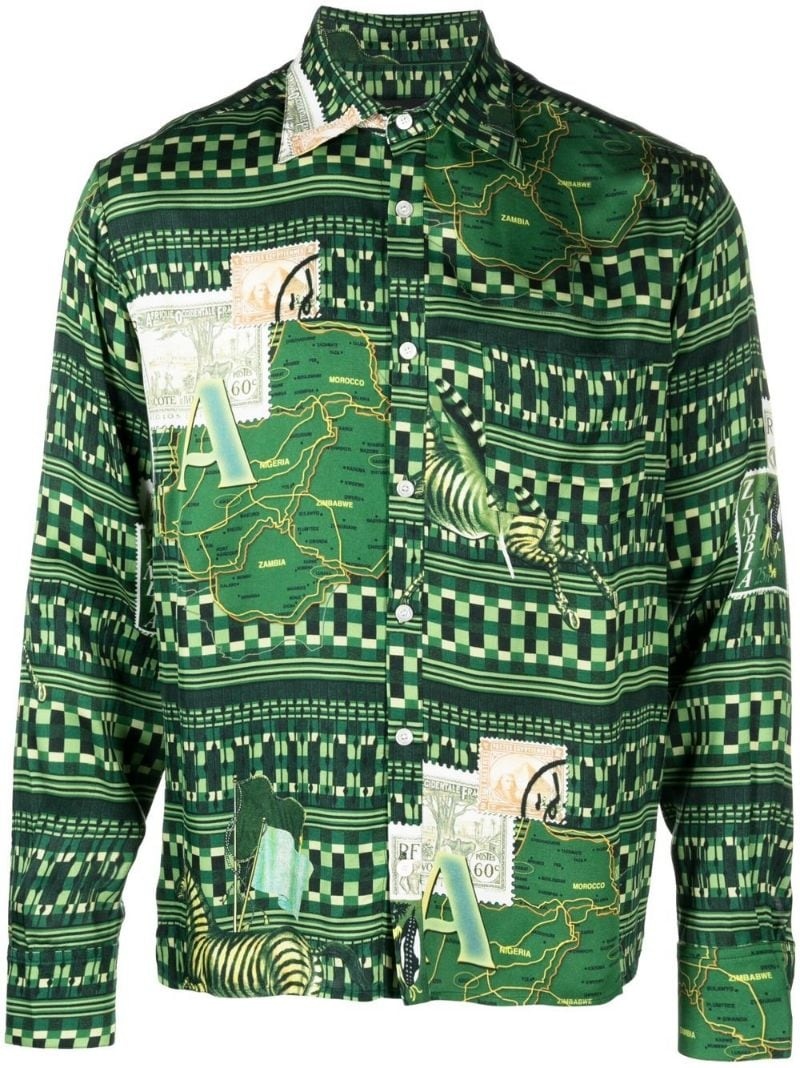 graphic-print long-sleeve shirt - 1