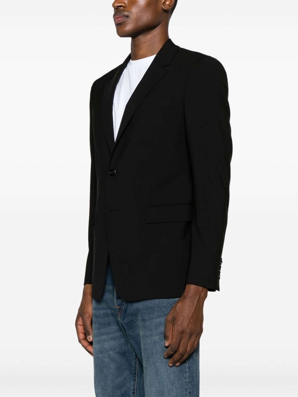 single-breasted virgin wool-blend blazer - 3